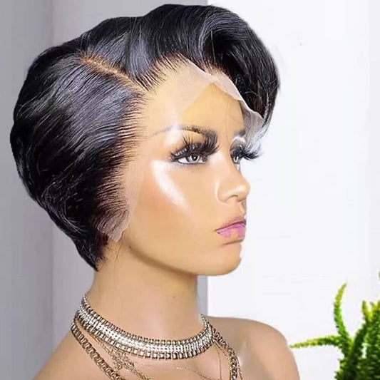 Pre bleach Pixie cut straight lace front wig