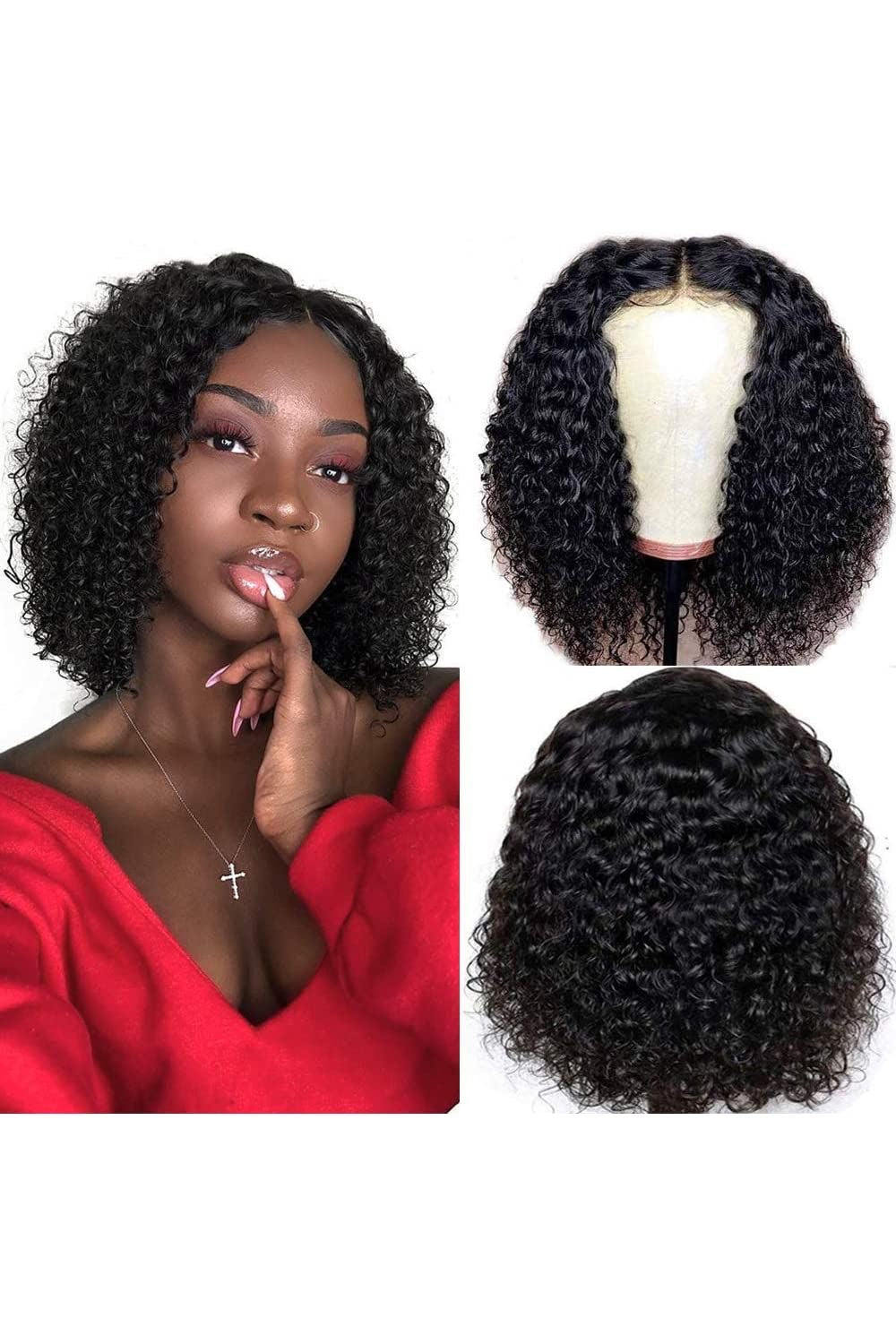 Deep curly lace wig 4*4 transparent