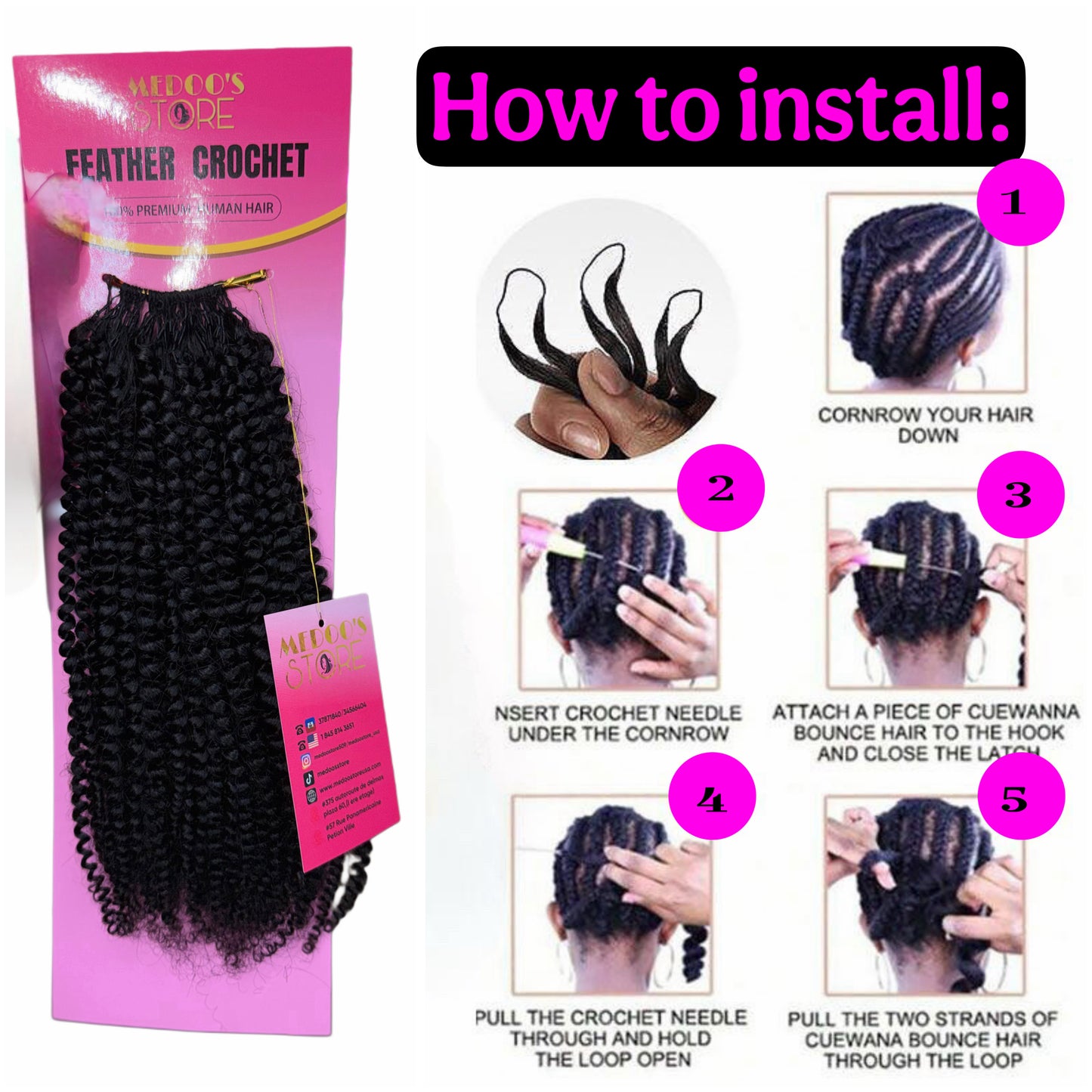 Feather crochet new afro 4b/4c human hair 50g/pack