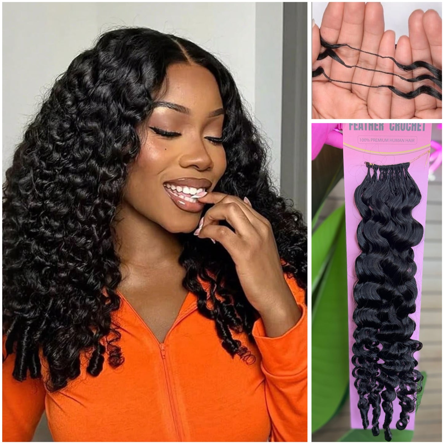Feather crochet BURMESE CURLY human hair 50g/pack