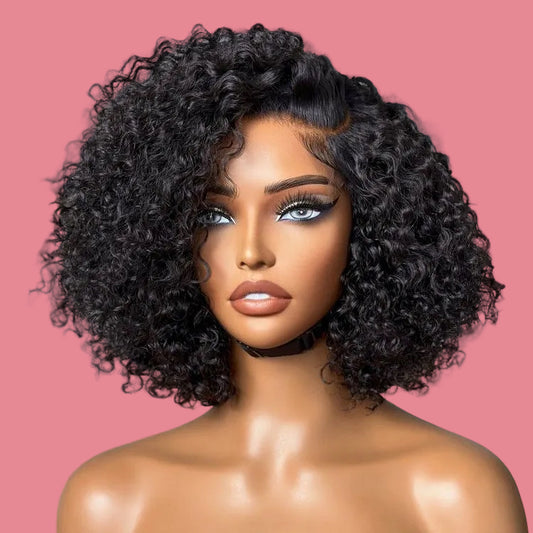 Wear and go short curly wig 5*5