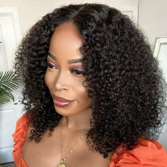 Wig 4*4 curly transparent lace