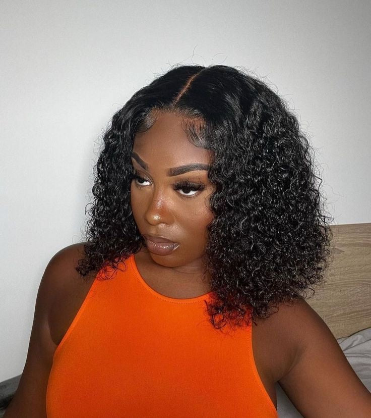 Wig 4*4 curly transparent lace